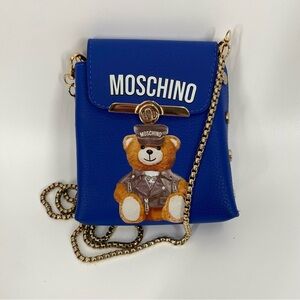Women’s Royal Blue Teddy Bear Bag with Gold Chain